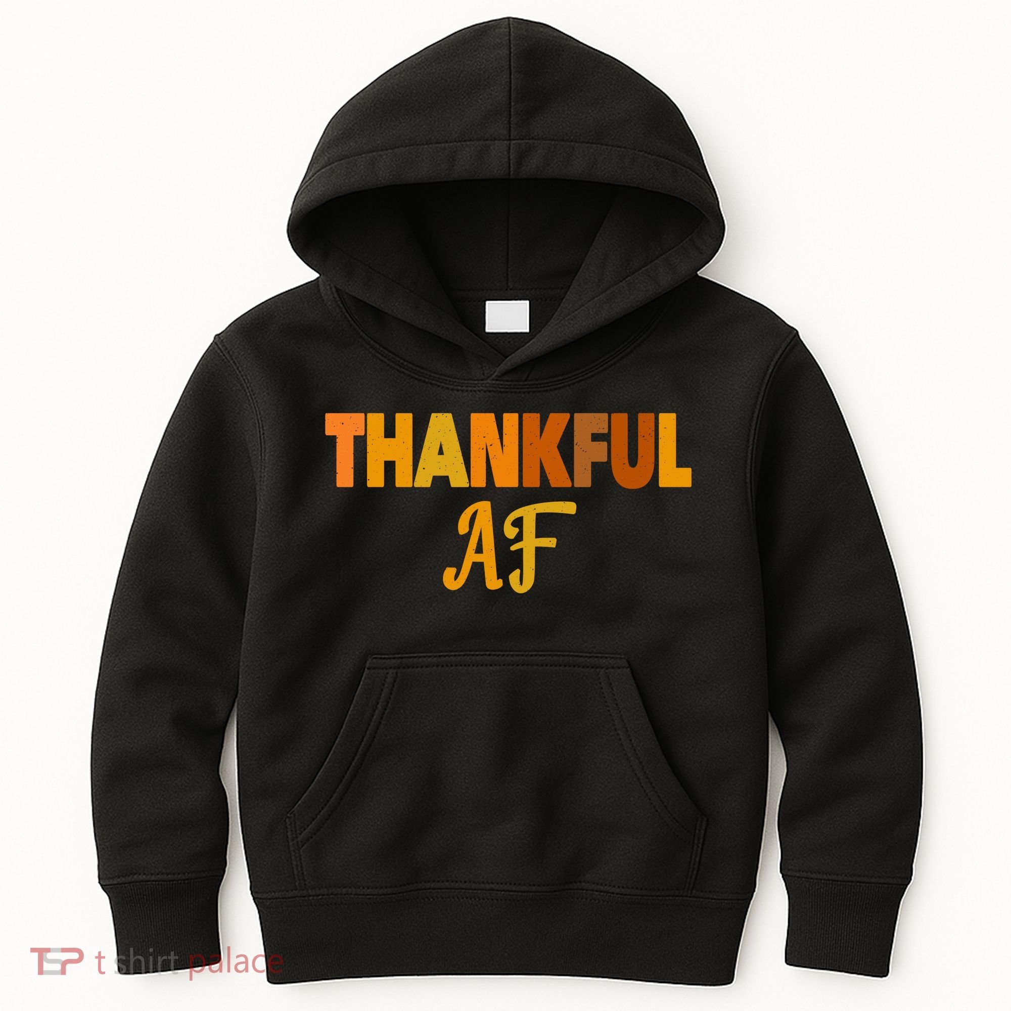 Thankful AF Turkey Trot Gift Funny Thanksgiving Kids Hoodie