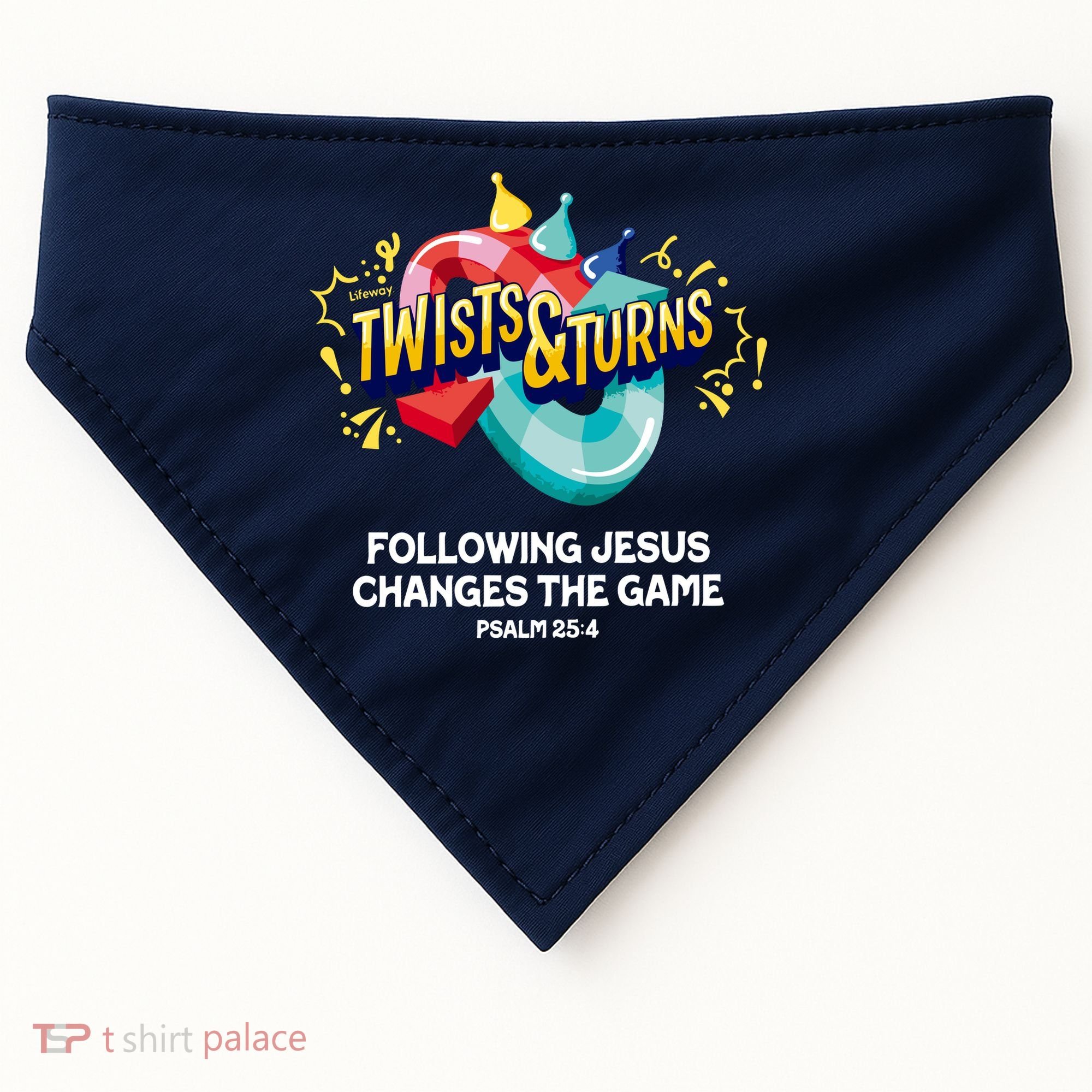 Twists And Turns VBS Follow Jesus Change The Games USA-Made Doggie Bandana