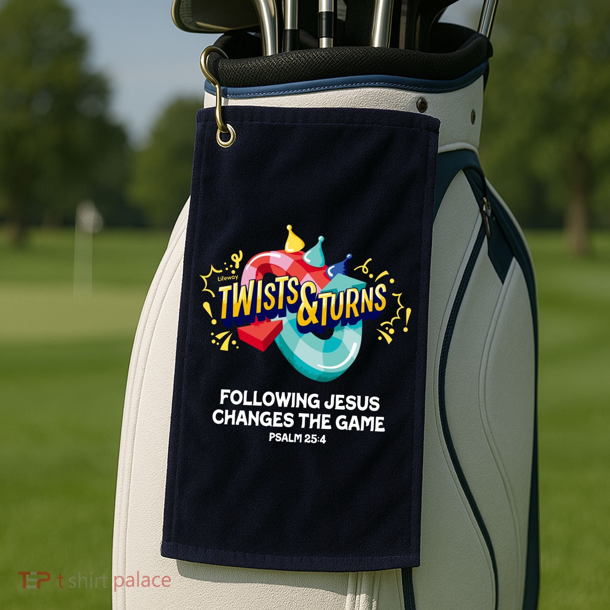 Twists And Turns VBS Follow Jesus Change The Games Golf Towel