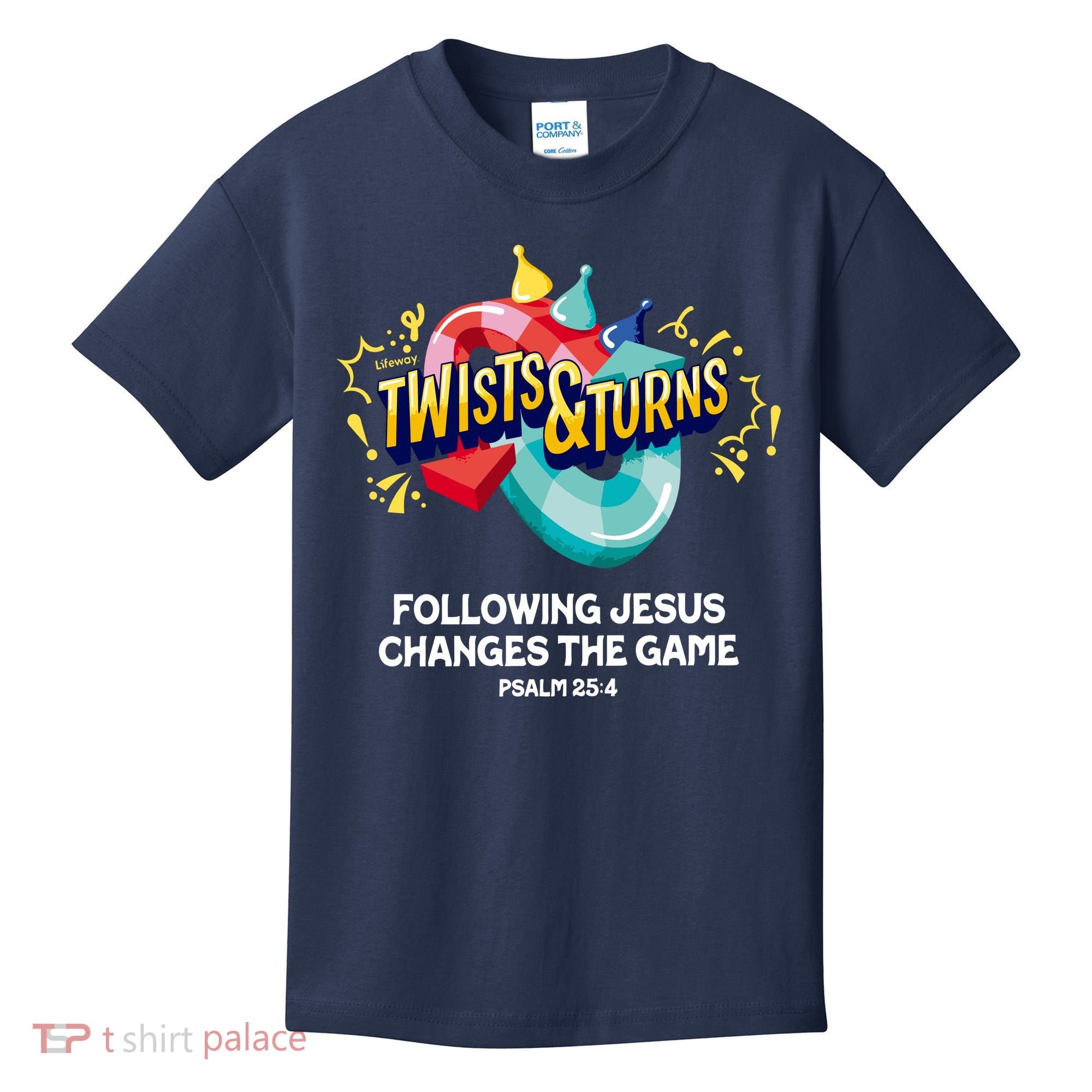 Twists And Turns VBS Follow Jesus Change The Games Kids T-Shirt
