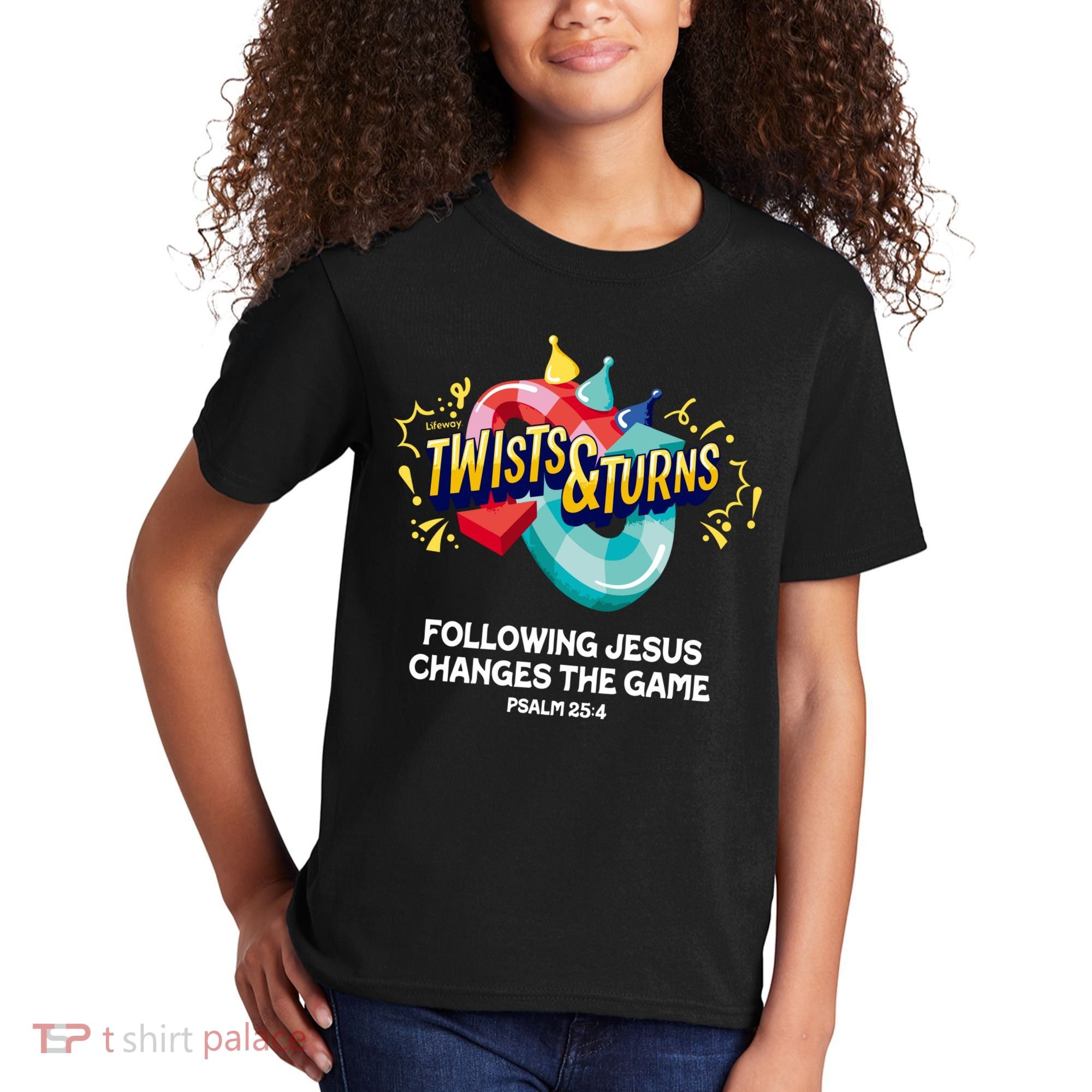 Twists And Turns VBS Follow Jesus Change The Games Kids T-Shirt