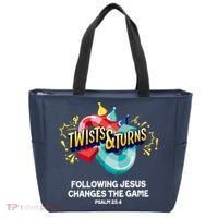 Twists And Turns VBS Follow Jesus Change The Games Tote Bag thumb 0