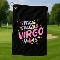 Thick And Thighs Virgo Vibes August September Birthday Groovy Funny Gift Golf Towel thumb 1