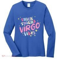 Thick And Thighs Virgo Vibes August September Birthday Groovy Funny Gift Women's Long Sleeve Shirt thumb 0