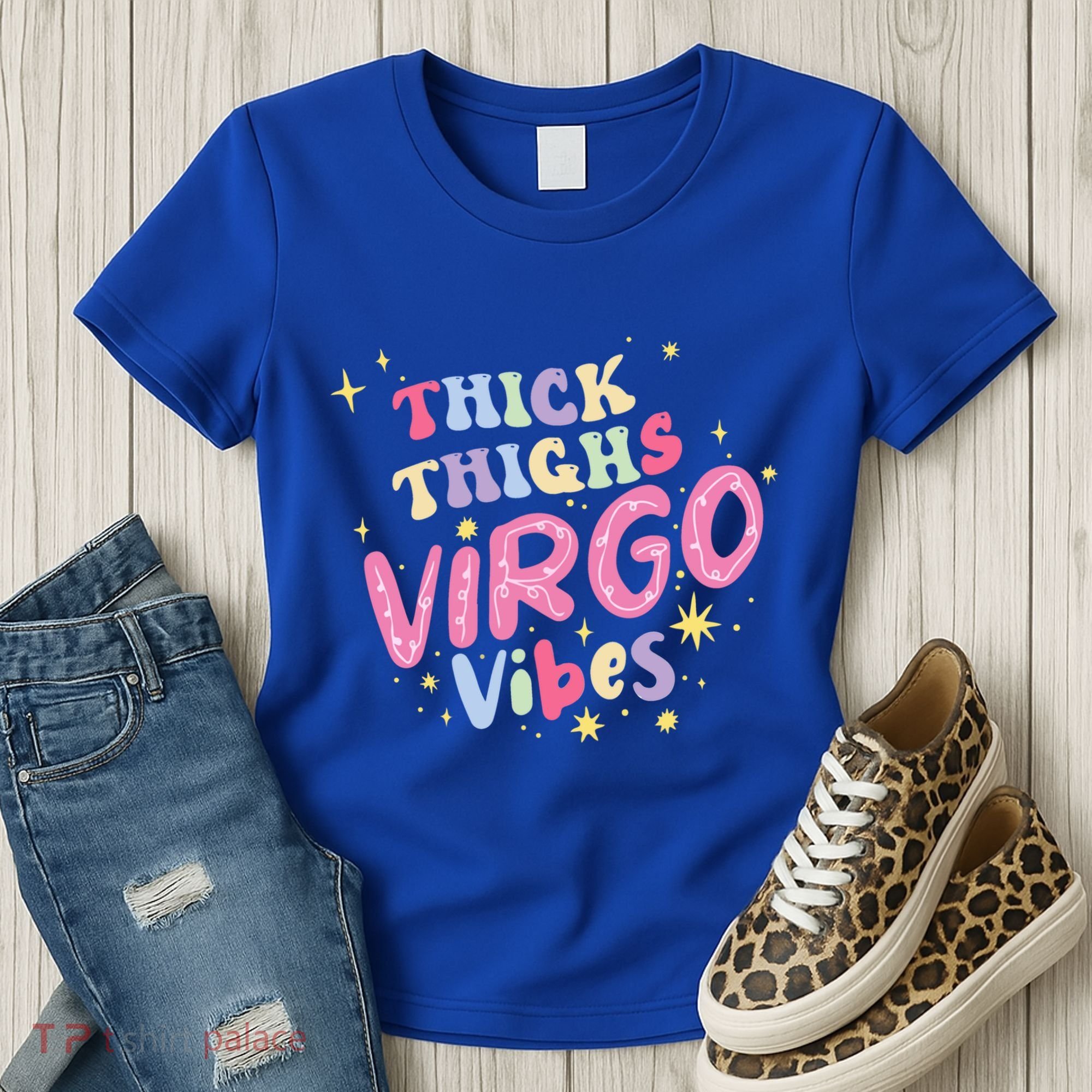 Thick And Thighs Virgo Vibes August September Birthday Groovy Funny Gift Women's T-Shirt