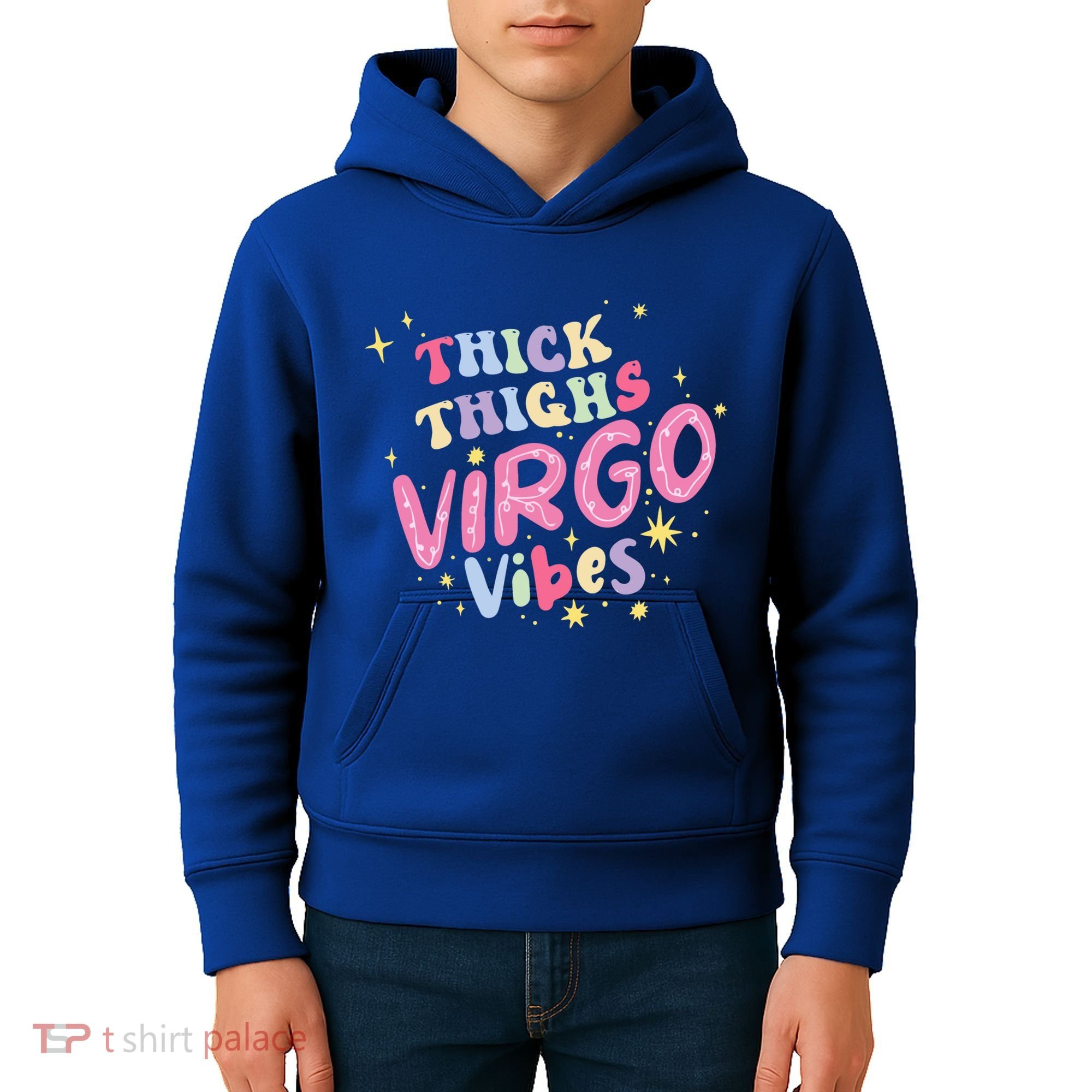 Thick And Thighs Virgo Vibes August September Birthday Groovy Funny Gift Kids Hoodie