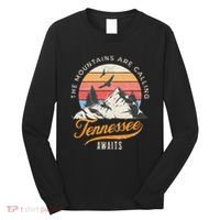 Tennessee Awaits The Mountains Are Calling Smokey Mountains Long Sleeve Shirt thumb 0