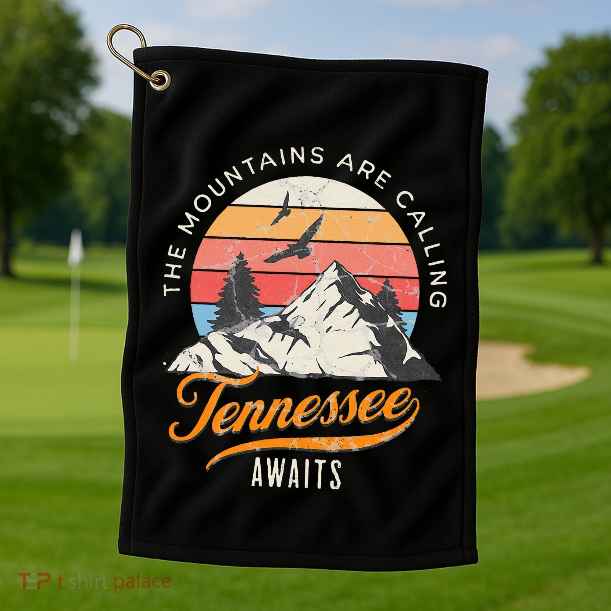 Tennessee Awaits The Mountains Are Calling Smokey Mountains Golf Towel