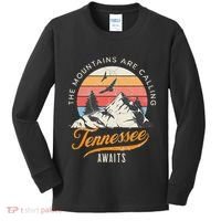 Tennessee Awaits The Mountains Are Calling Smokey Mountains Kids Long Sleeve Shirt thumb 0