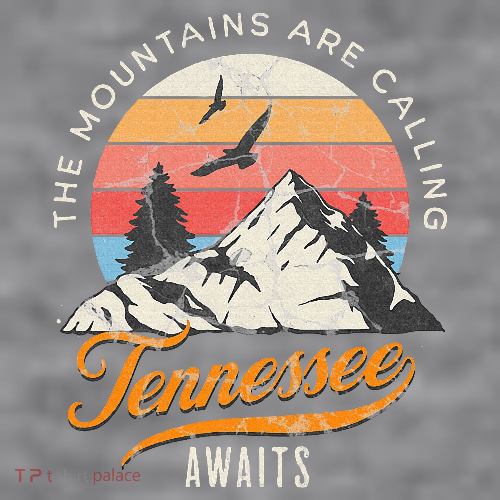 Tennessee Awaits The Mountains Are Calling Smokey Mountains Women's Racerback Cropped Tank