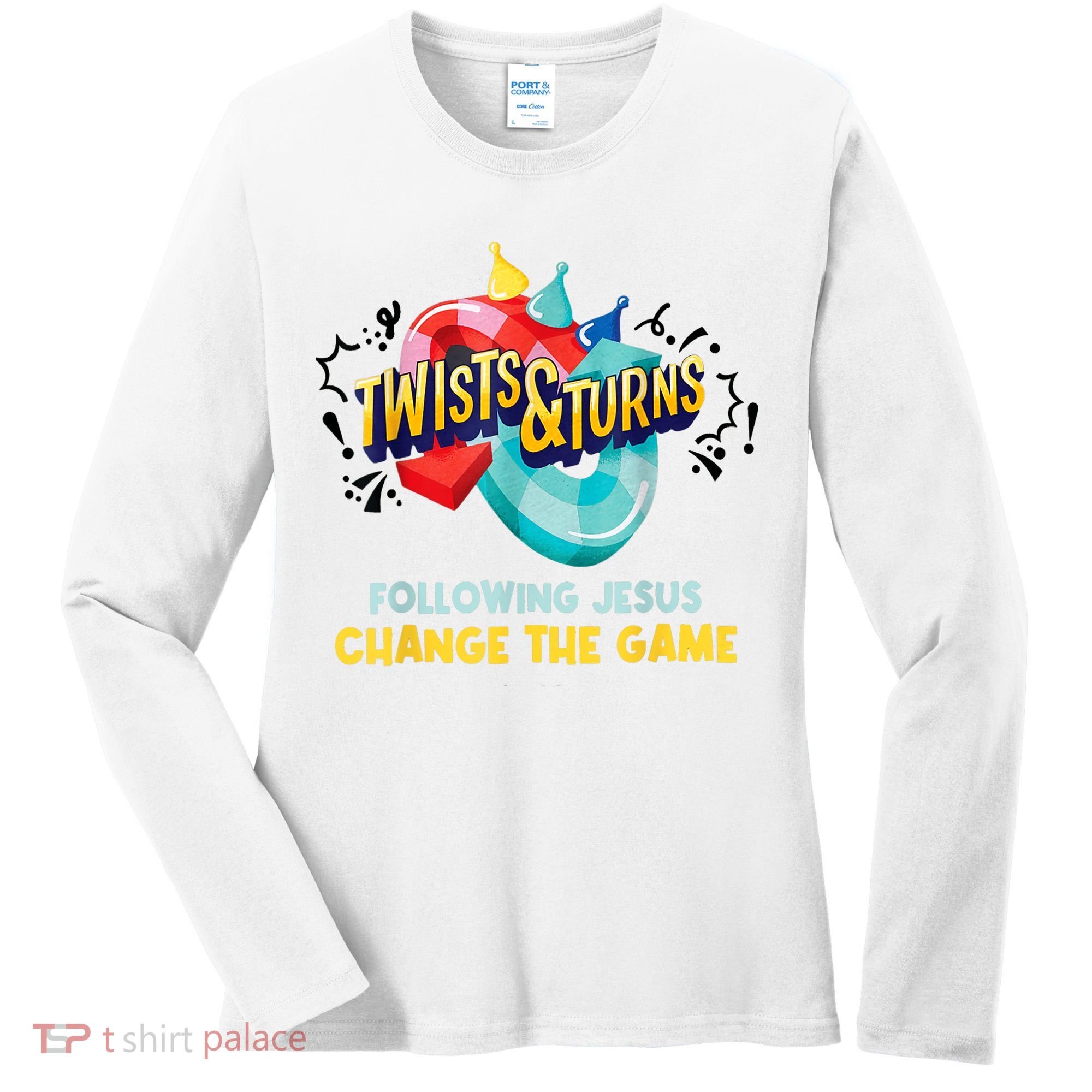 Twists And Turns VBS Follow Jesus Change The Games Women's Long Sleeve Shirt