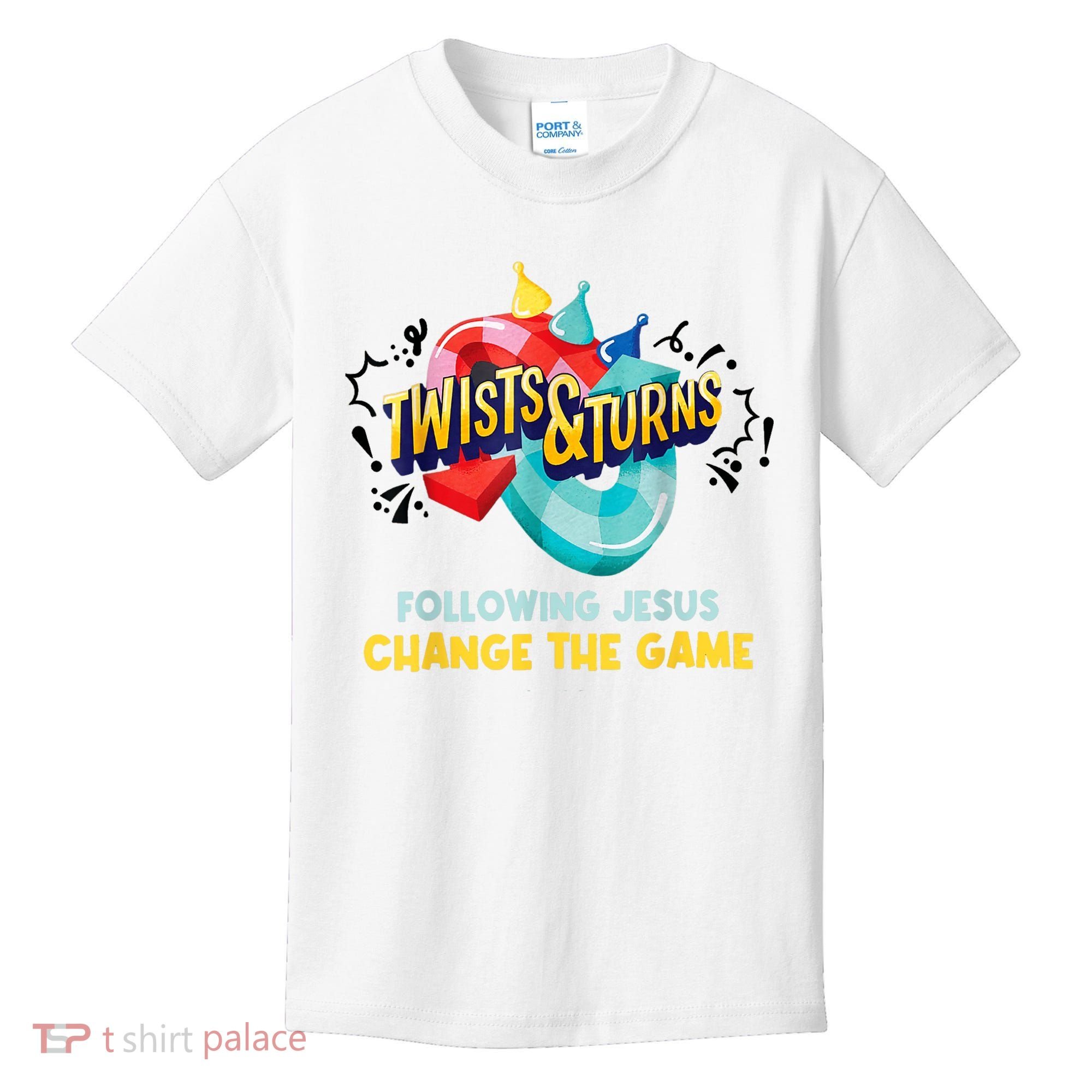Twists And Turns VBS Follow Jesus Change The Games Kids T-Shirt