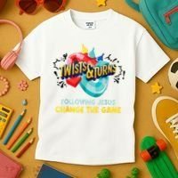Twists And Turns VBS Follow Jesus Change The Games Kids T-Shirt thumb 3
