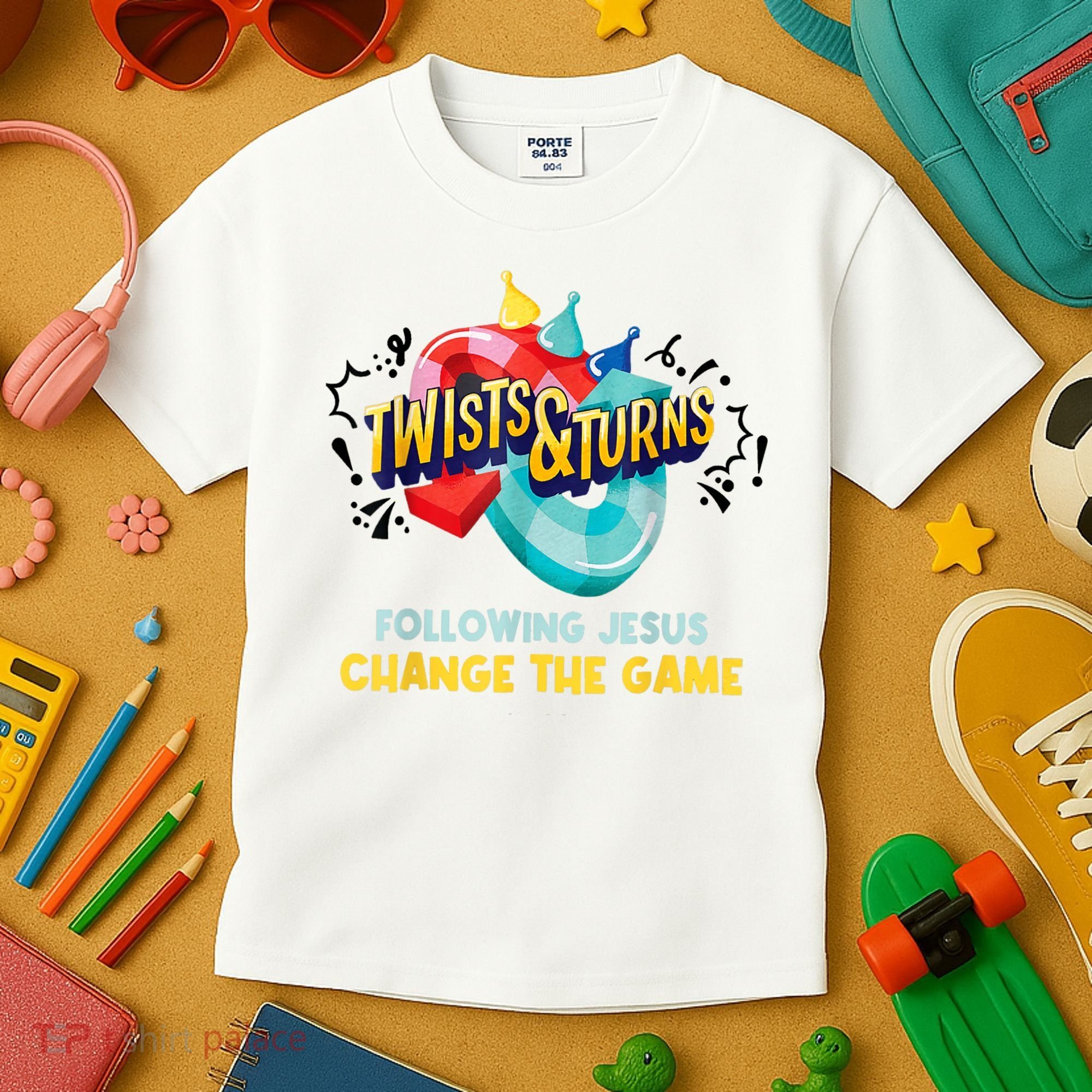 Twists And Turns VBS Follow Jesus Change The Games Kids T-Shirt