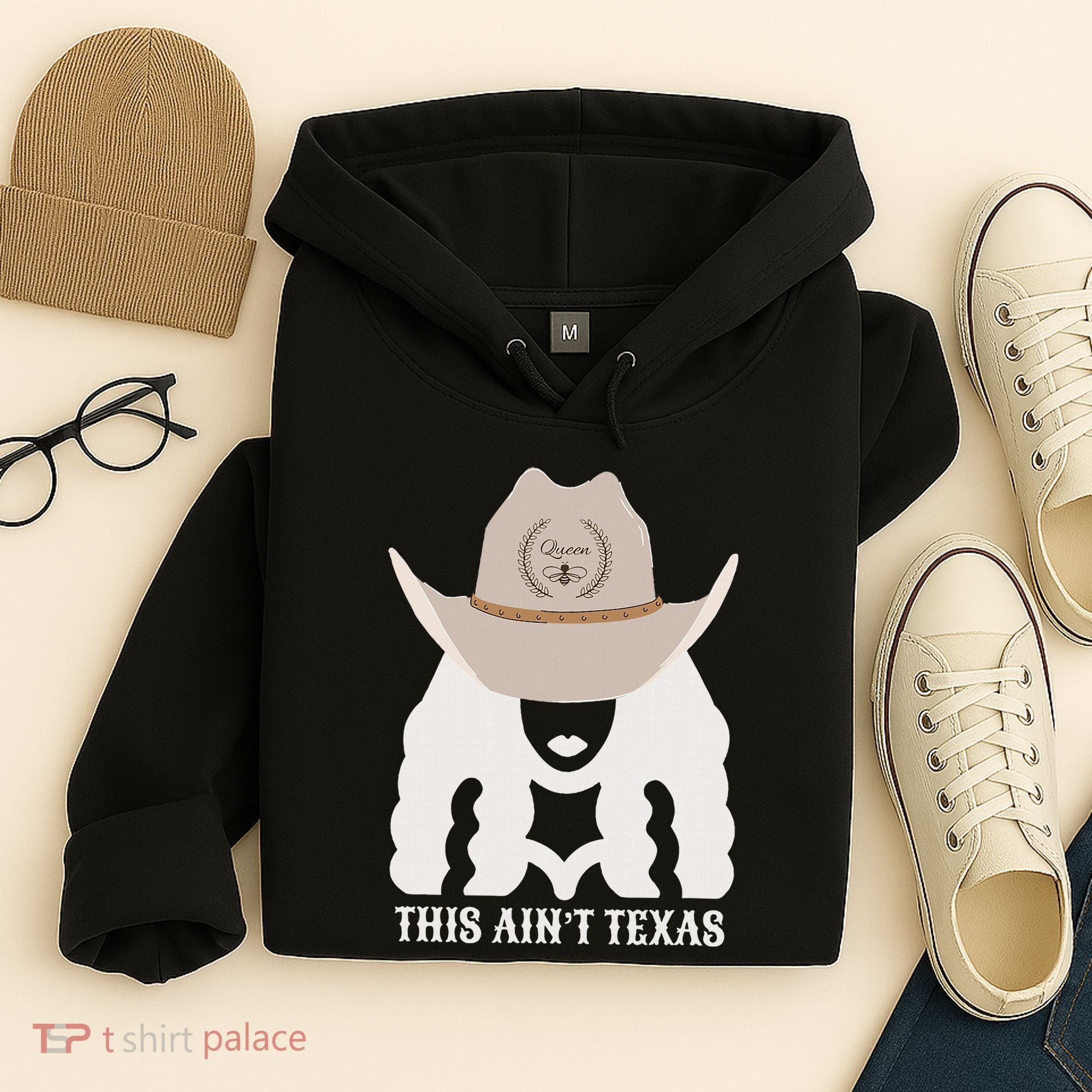 This Ain’T Texas Cowgirl Queen Bee Silhouette Texas Holdem Hoodie