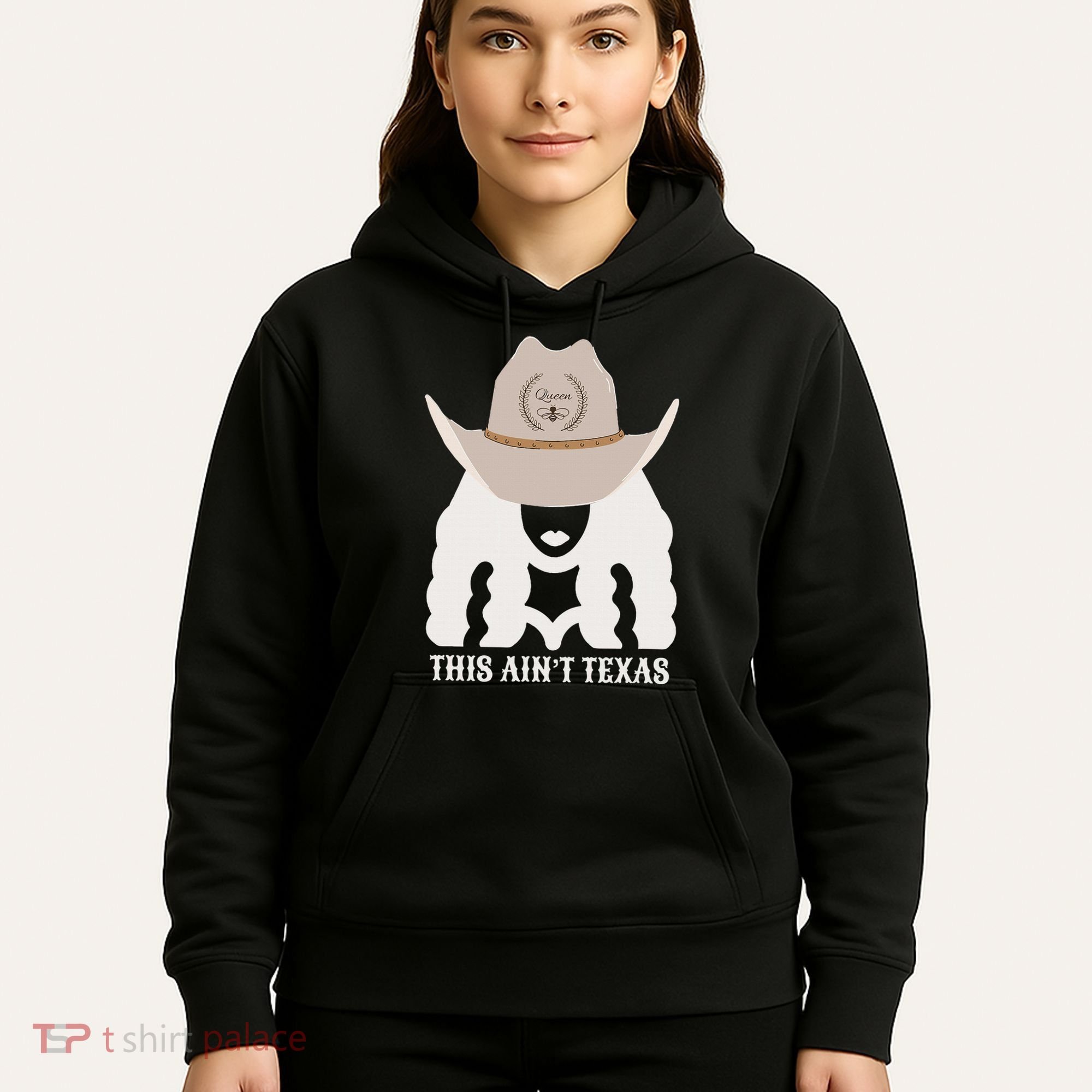 This Ain’T Texas Cowgirl Queen Bee Silhouette Texas Holdem Hoodie