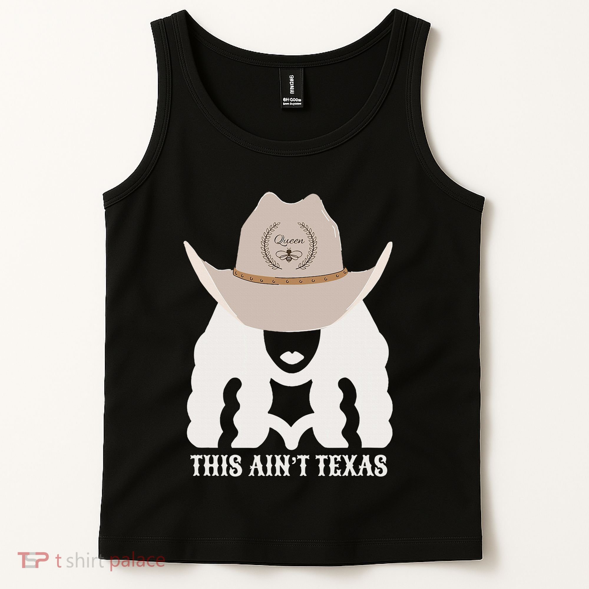 This Ain’T Texas Cowgirl Queen Bee Silhouette Texas Holdem Tank Top