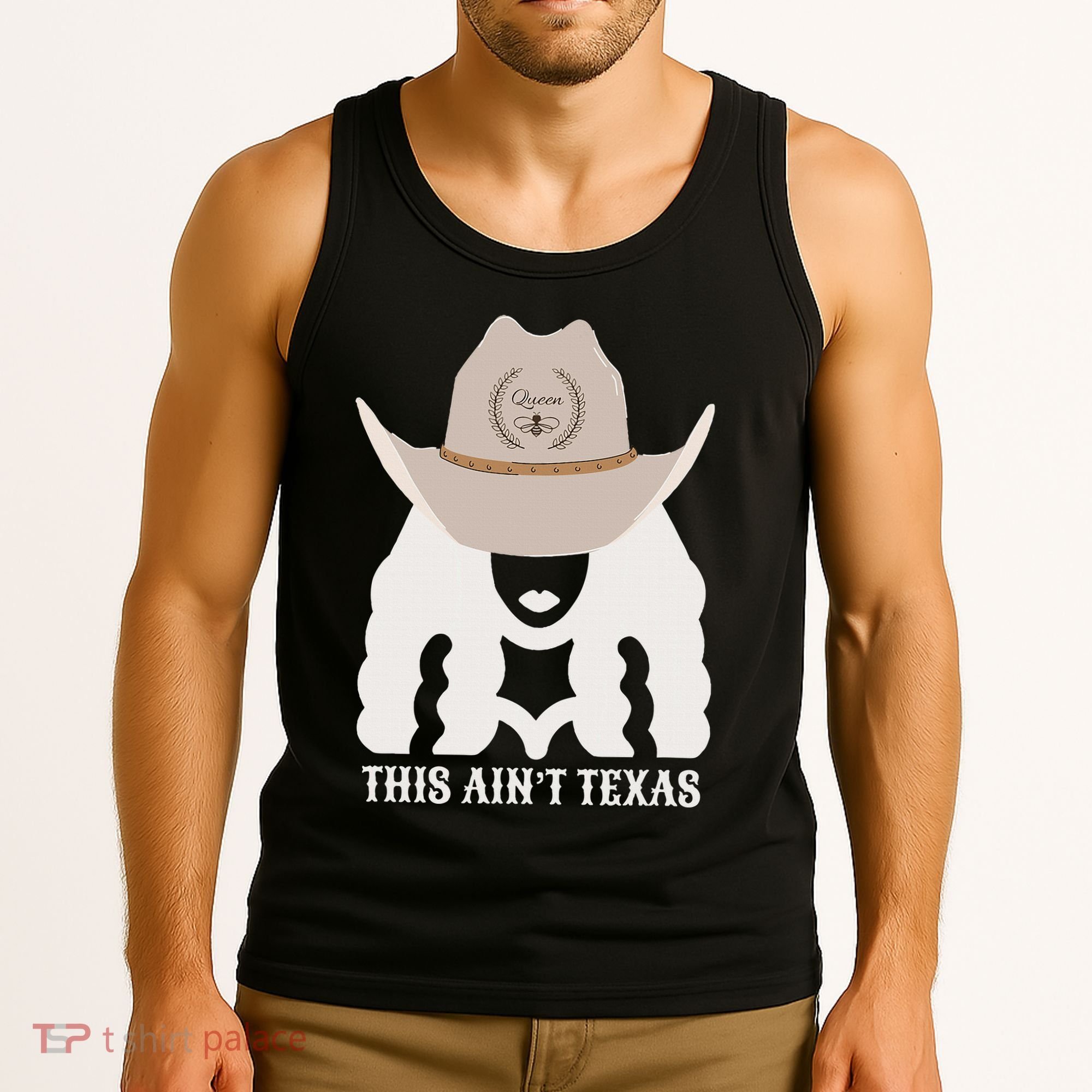 This Ain’T Texas Cowgirl Queen Bee Silhouette Texas Holdem Tank Top