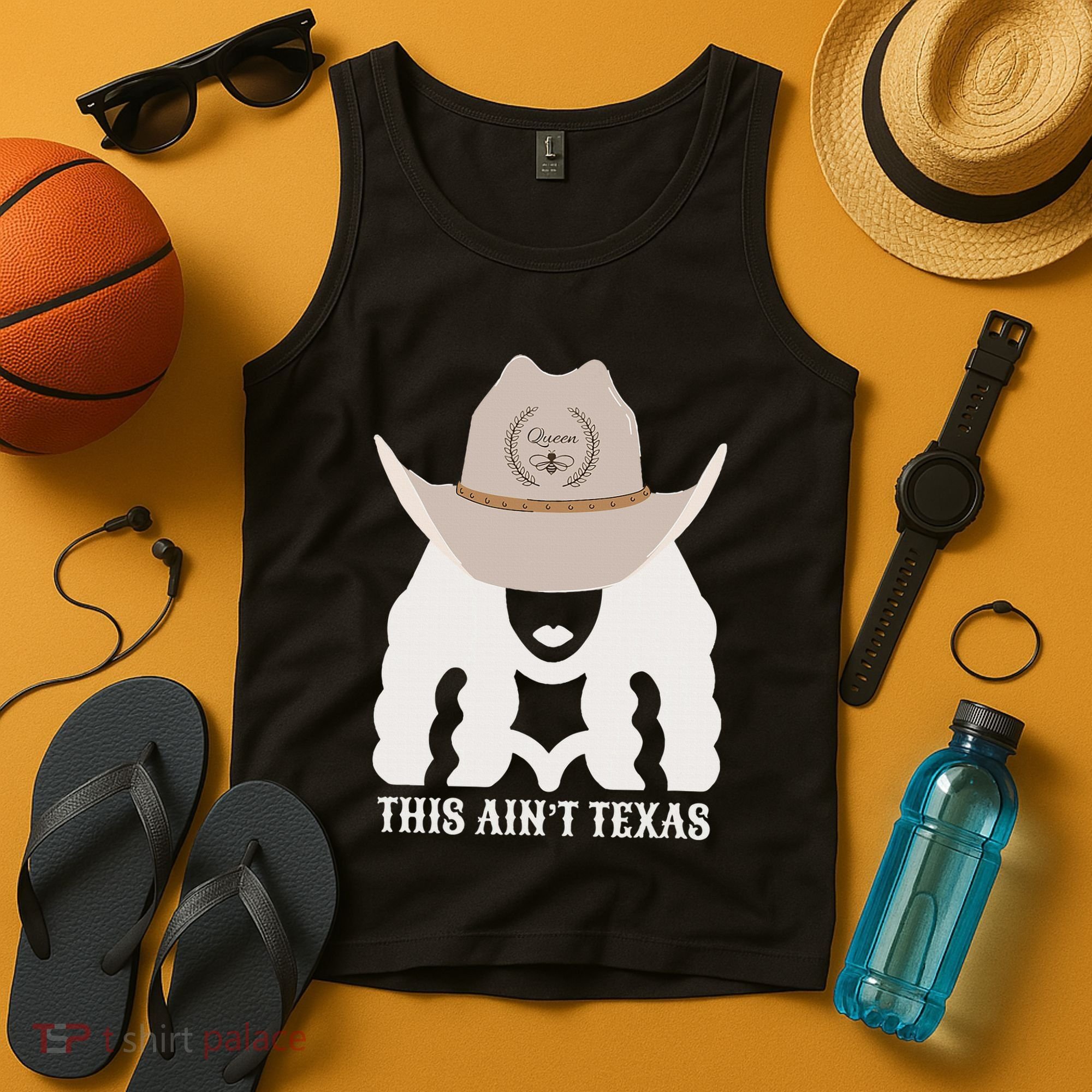 This Ain’T Texas Cowgirl Queen Bee Silhouette Texas Holdem Tank Top