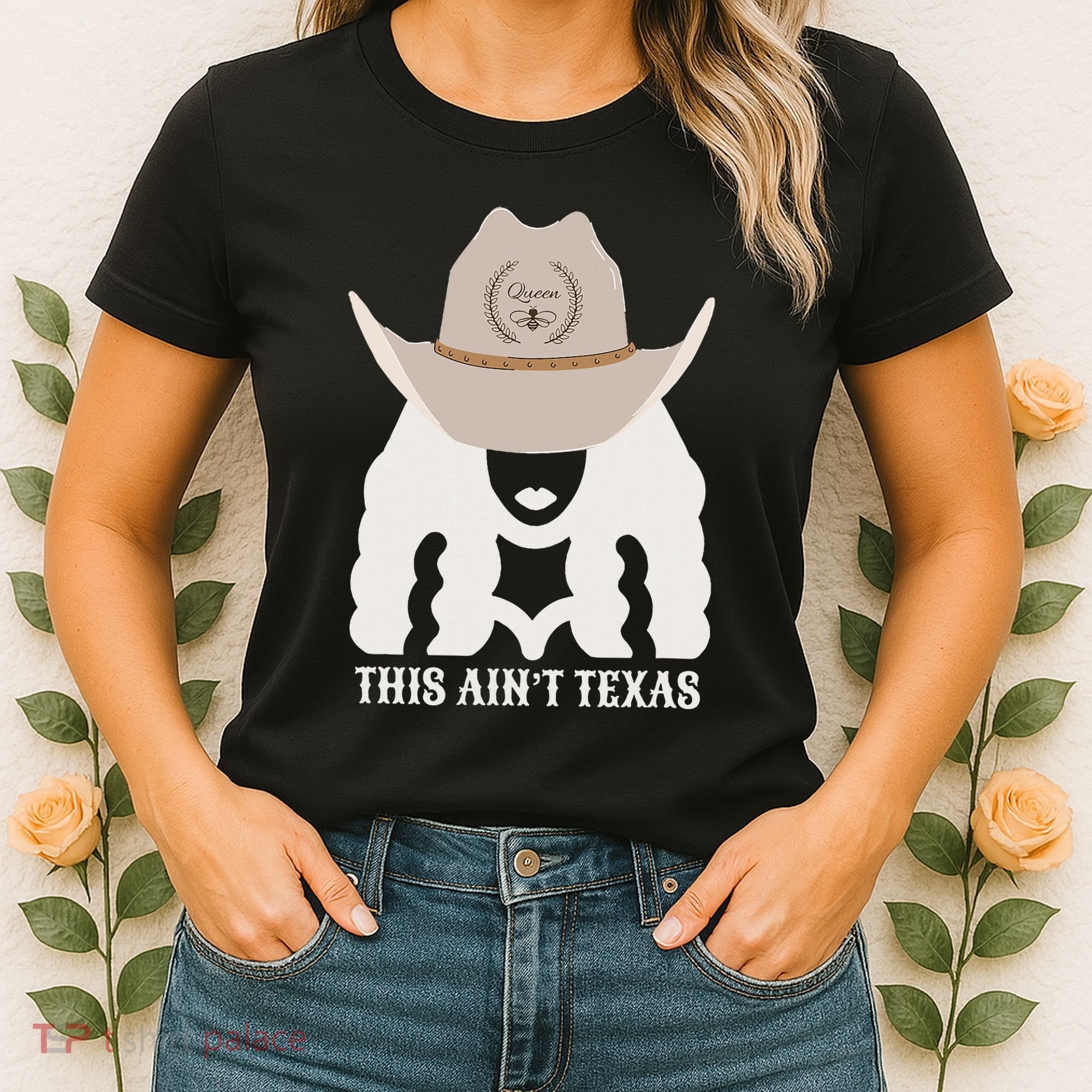 This Ain’T Texas Cowgirl Queen Bee Silhouette Texas Holdem Women's T-Shirt