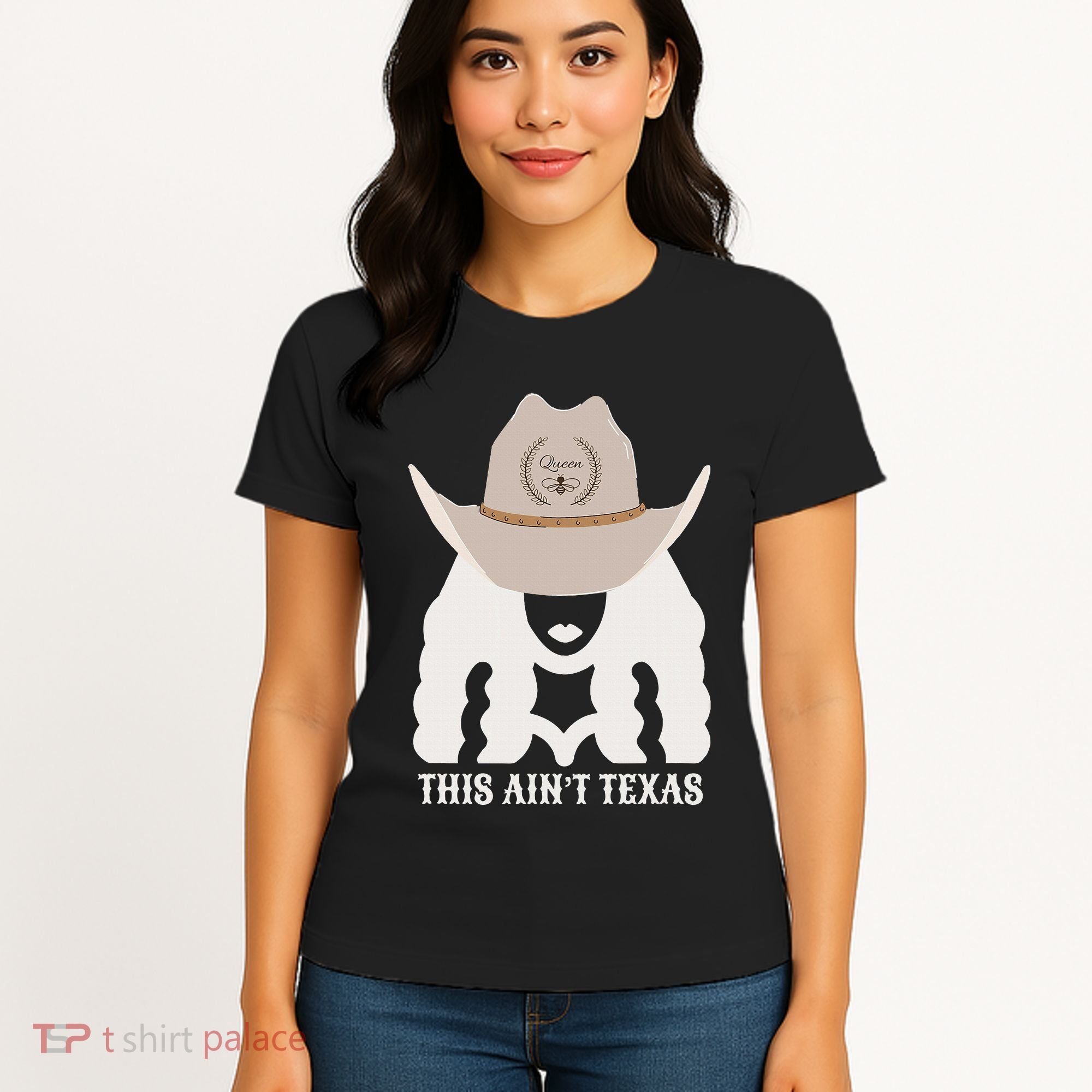 This Ain’T Texas Cowgirl Queen Bee Silhouette Texas Holdem Women's T-Shirt