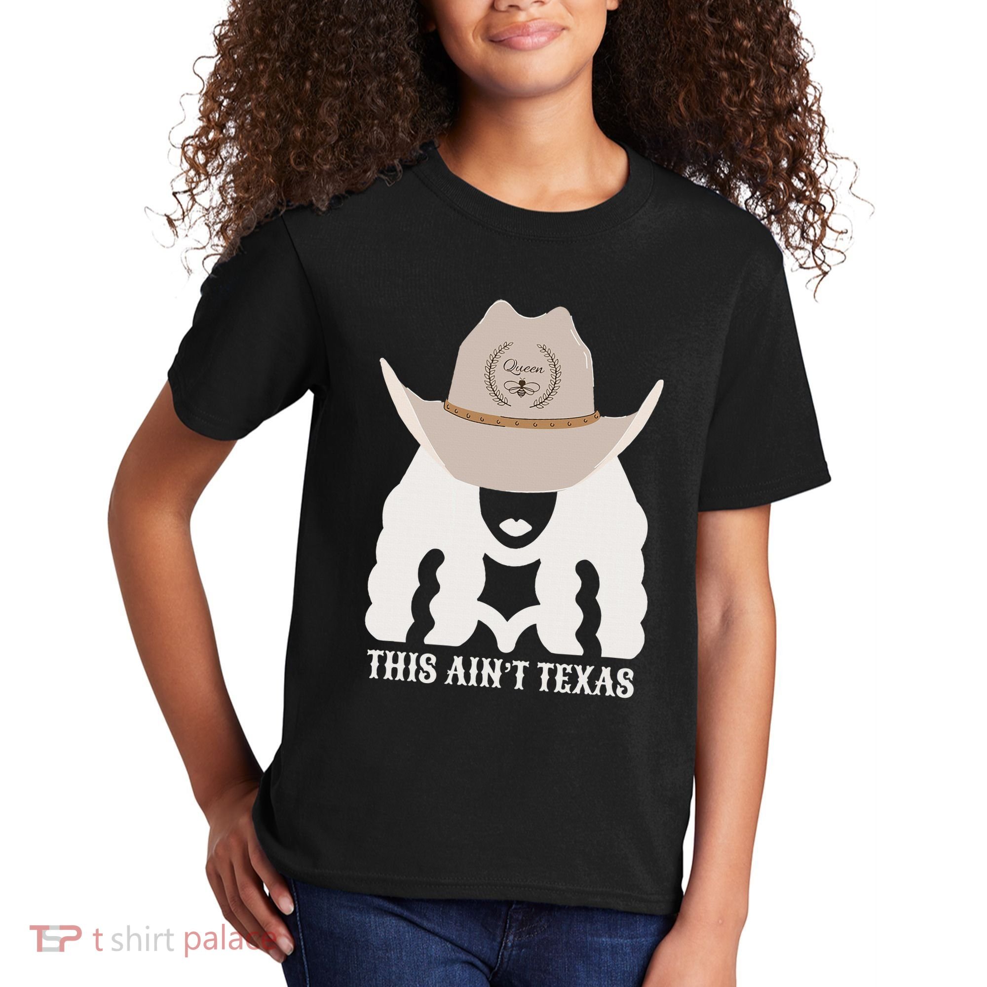 This Ain’T Texas Cowgirl Queen Bee Silhouette Texas Holdem Kids T-Shirt
