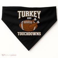 Turkey And Touchdowns For Thanksgiving Football Dinner Gift USA-Made Doggie Bandana thumb 0
