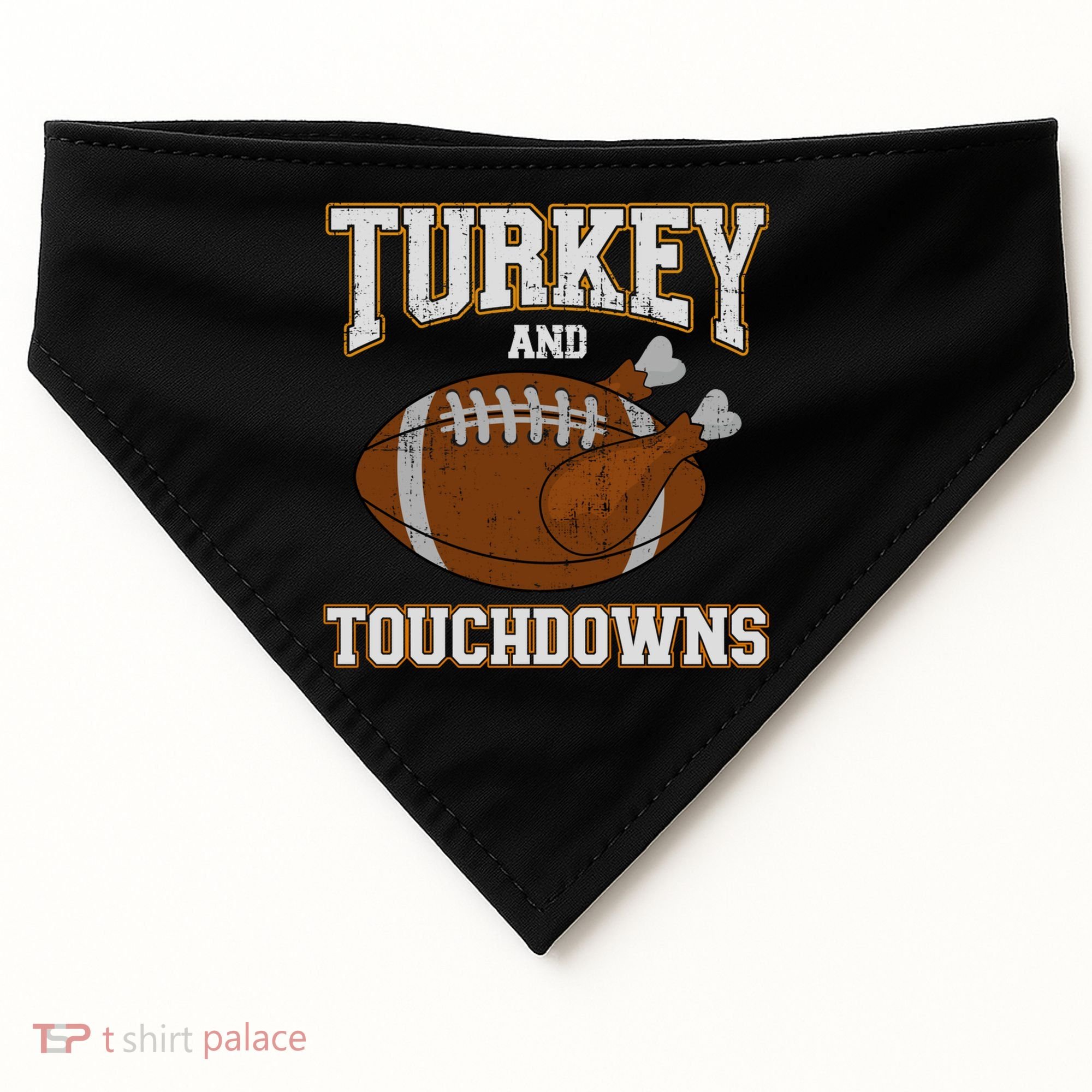 Turkey And Touchdowns For Thanksgiving Football Dinner Gift USA-Made Doggie Bandana