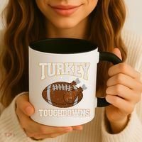 Turkey And Touchdowns For Thanksgiving Football Dinner Gift Coffee Mug thumb 3