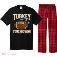 Turkey And Touchdowns For Thanksgiving Football Dinner Gift Pajama Set thumb 0