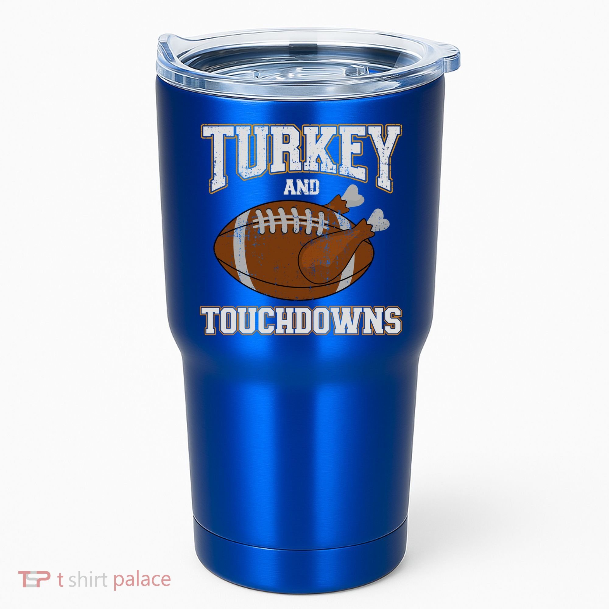 Turkey And Touchdowns For Thanksgiving Football Dinner Gift Tumbler