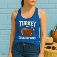 Turkey And Touchdowns For Thanksgiving Football Dinner Gift Women's Tank Top thumb 2