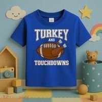 Turkey And Touchdowns For Thanksgiving Football Dinner Gift Toddler T-Shirt thumb 3