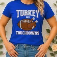 Turkey And Touchdowns For Thanksgiving Football Dinner Gift Women's T-Shirt thumb 2