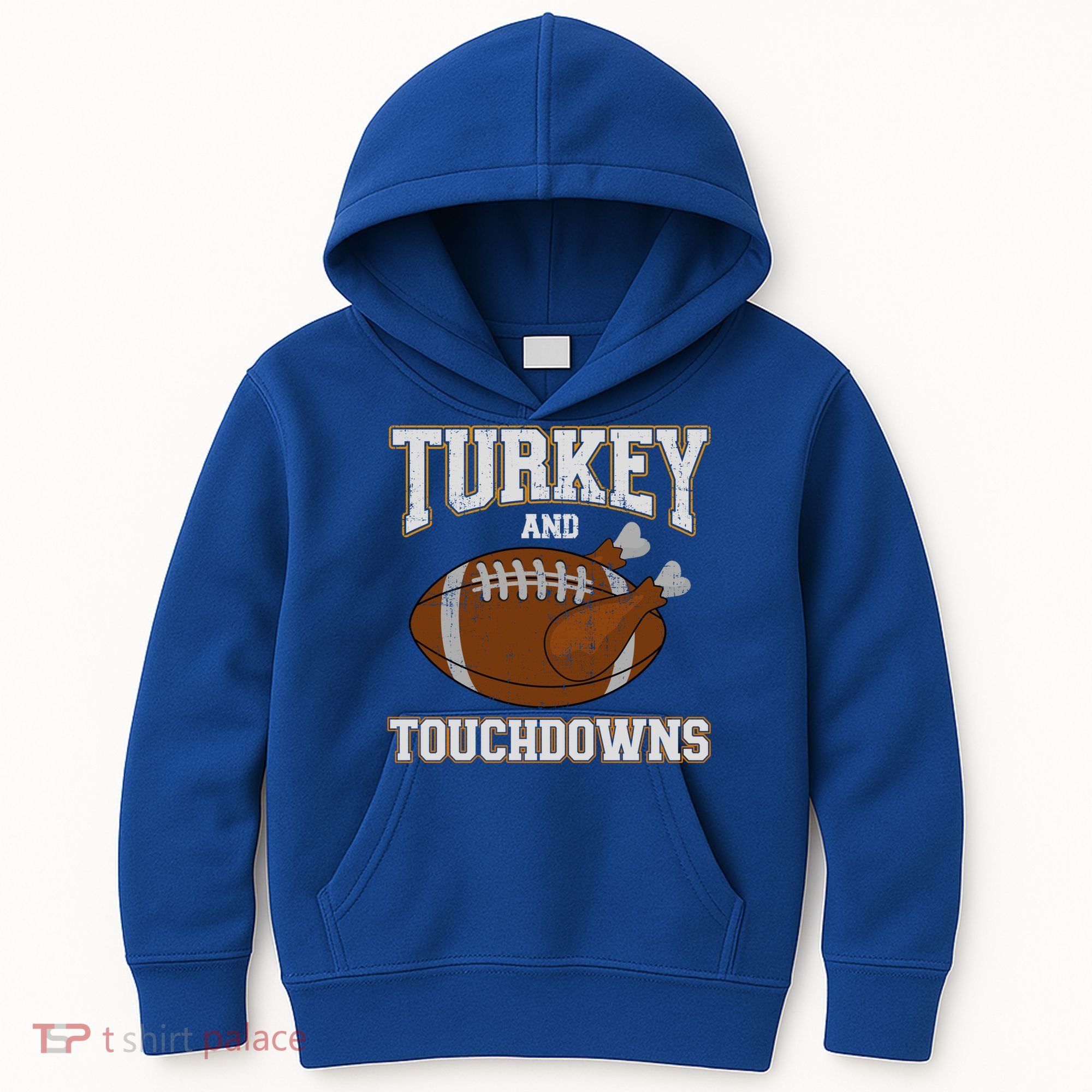 Turkey And Touchdowns For Thanksgiving Football Dinner Gift Kids Hoodie