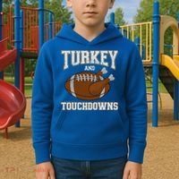 Turkey And Touchdowns For Thanksgiving Football Dinner Gift Kids Hoodie thumb 2