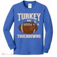 Turkey And Touchdowns For Thanksgiving Football Dinner Gift Kids Long Sleeve Shirt thumb 0