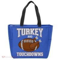 Turkey And Touchdowns For Thanksgiving Football Dinner Gift Tote Bag thumb 0
