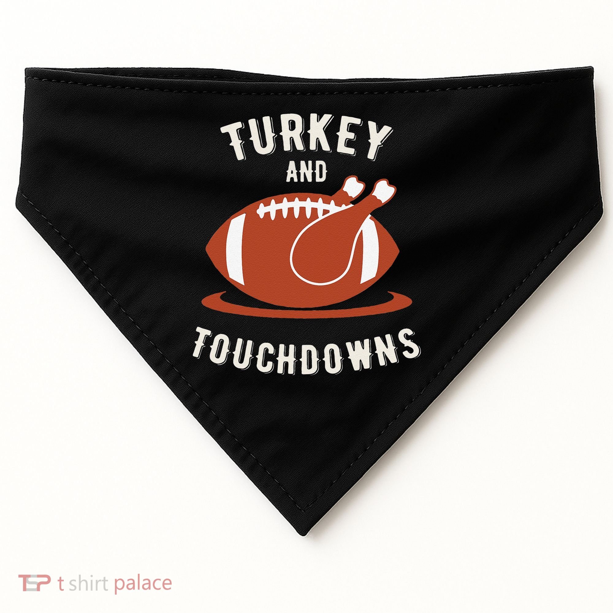 Turkey And Touchdowns Funny Thanksgiving USA-Made Doggie Bandana