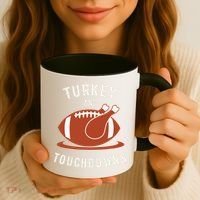 Turkey And Touchdowns Funny Thanksgiving Coffee Mug thumb 3