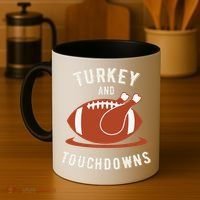 Turkey And Touchdowns Funny Thanksgiving Coffee Mug thumb 4