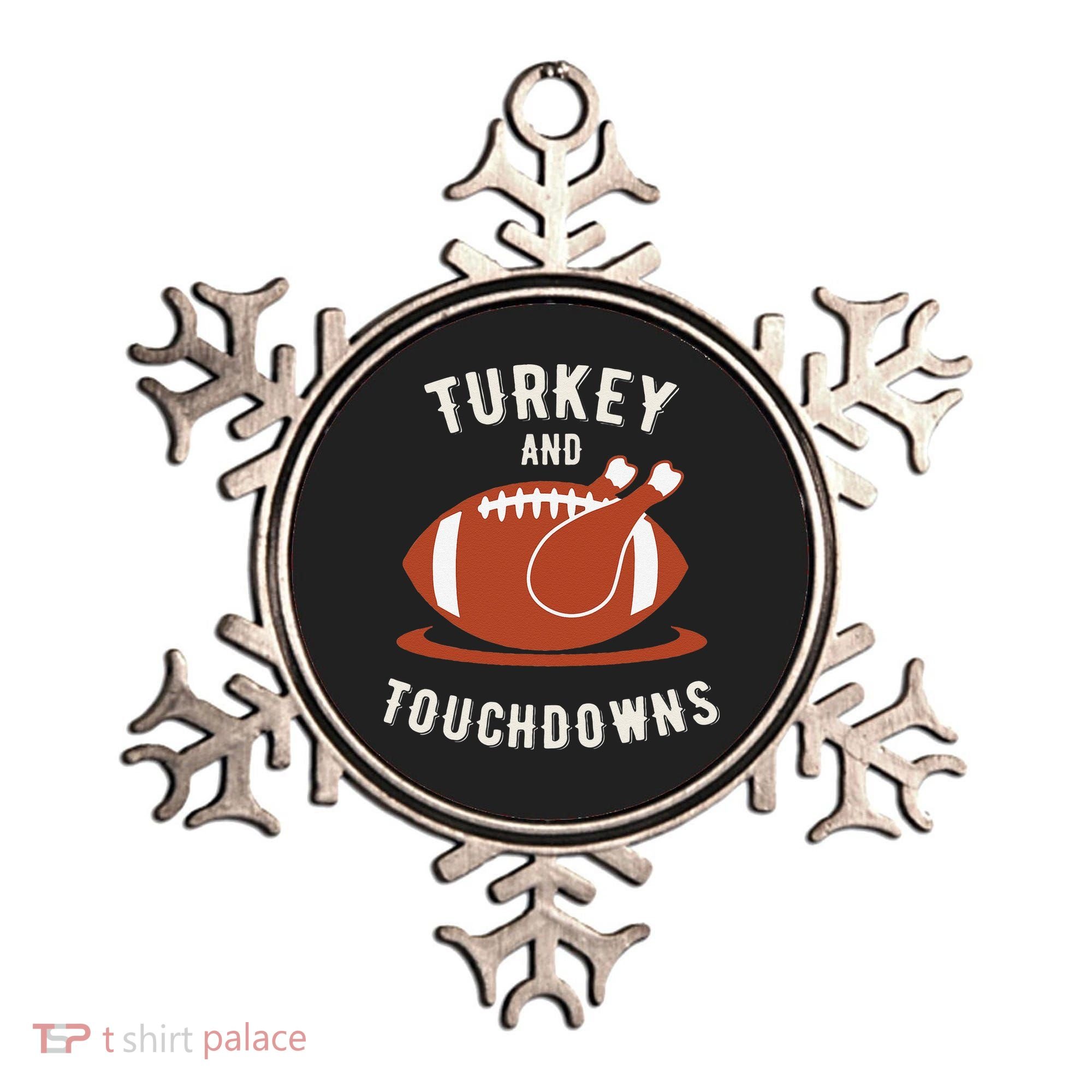 Turkey And Touchdowns Funny Thanksgiving Ornament