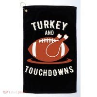 Turkey And Touchdowns Funny Thanksgiving Golf Towel thumb 0