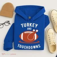 Turkey And Touchdowns Funny Thanksgiving Hoodie thumb 4