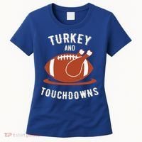 Turkey And Touchdowns Funny Thanksgiving Women's T-Shirt thumb 0