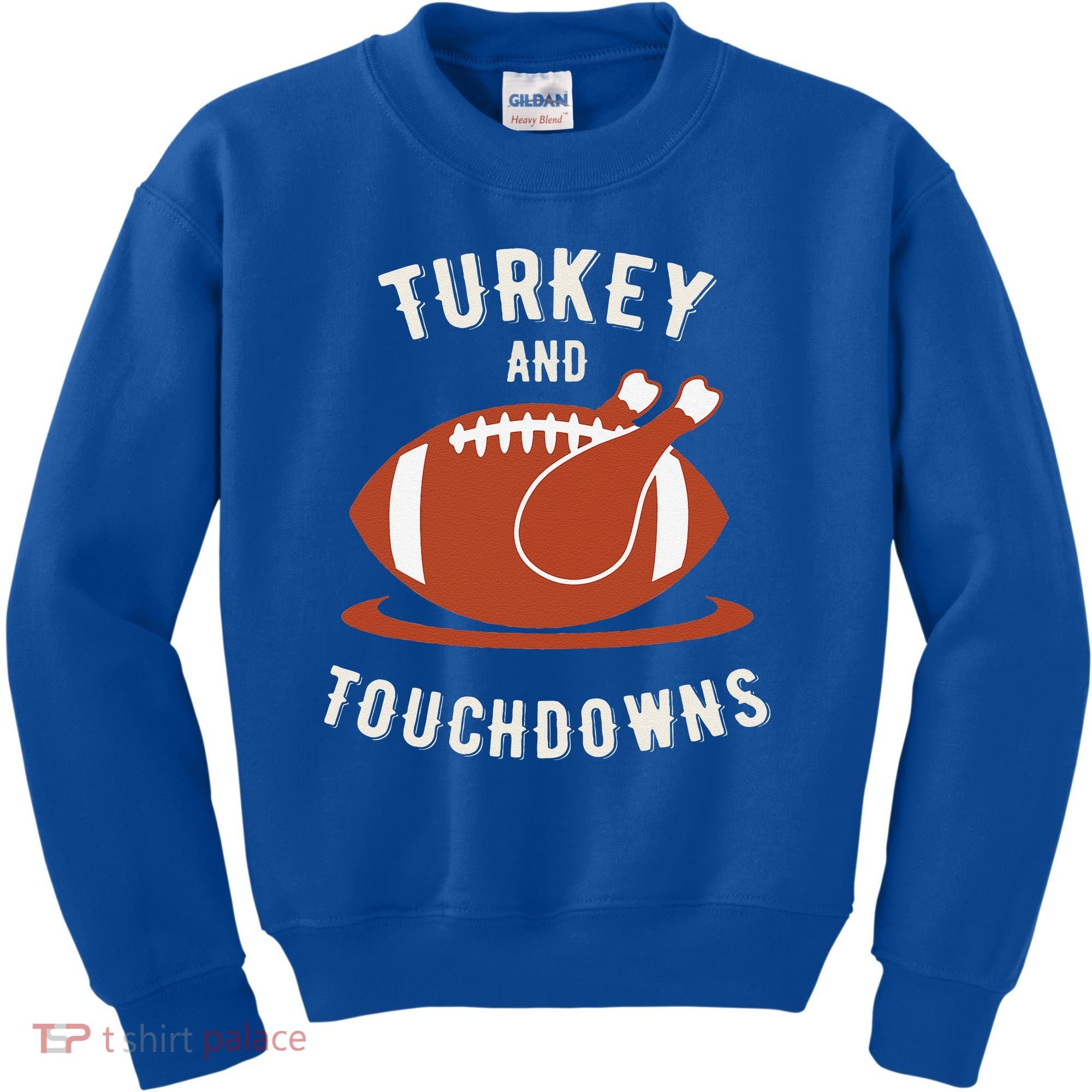 Turkey And Touchdowns Funny Thanksgiving Kids Sweatshirt
