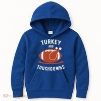 Turkey And Touchdowns Funny Thanksgiving Kids Hoodie thumb 0