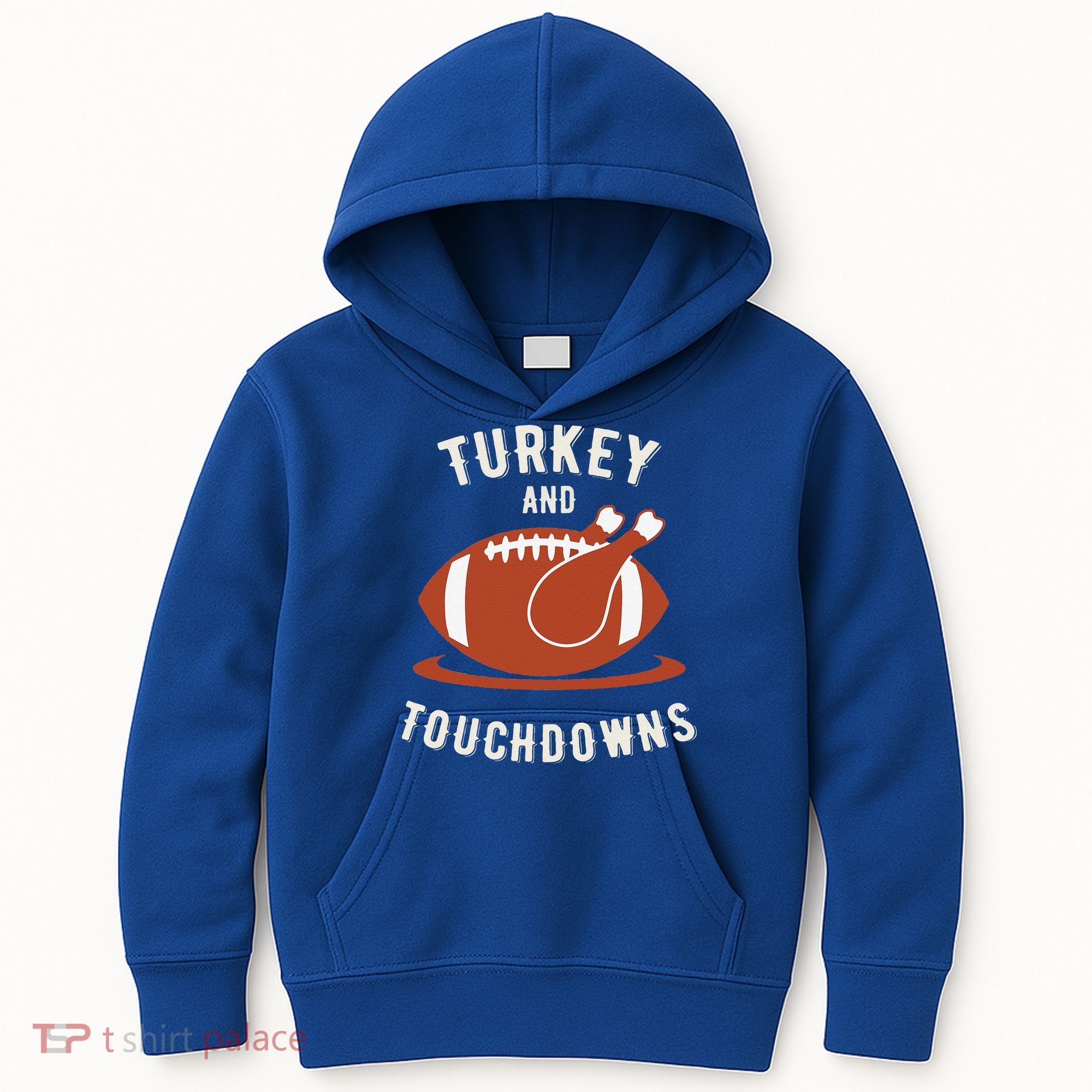 Turkey And Touchdowns Funny Thanksgiving Kids Hoodie