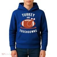 Turkey And Touchdowns Funny Thanksgiving Kids Hoodie thumb 4