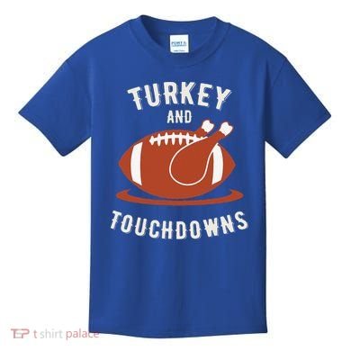 Turkey And Touchdowns Funny Thanksgiving Kids T-Shirt